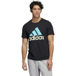 imageadidas Mens Badge of Sport TeeBlackSemi Mint RushAlmost Lime