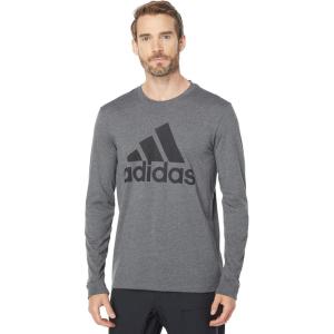 imageadidas Mens Basic Badge of Sport Long Sleeve TeeDark Grey Heather
