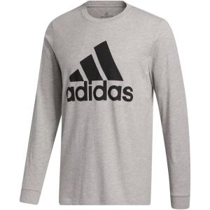 imageadidas Mens Basic Badge of Sport Long Sleeve TeeMedium Grey HeatherBlack
