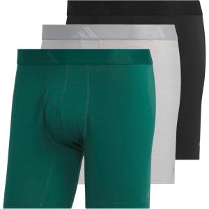 imageadidas Mens Boxer Brief Underwear 3Pack  Luxe Comfort Ultra Soft Rayon BlendCollegiate GreenHeather Mgh Solid GreyBlack