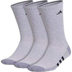 imageadidas Mens Cushioned Crew Socks Above The Ankle Fit with Arch Compression 3 PairsCool Light HeatherGreyBlack