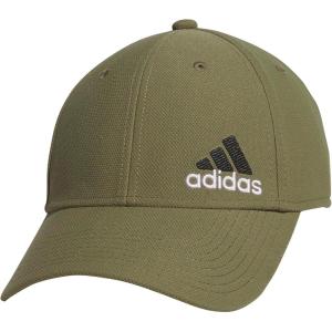 imageadidas Mens Release 3 Structured Stretch Fit CapOlive Strata GreenBlackWhite