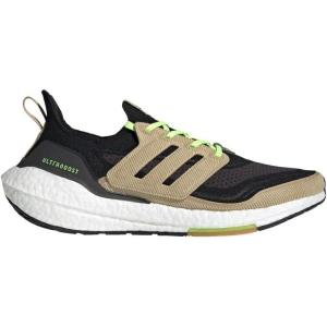 imageadidas Mens Ultraboost 21 Running ShoeCore BlackBeige ToneSignal Green