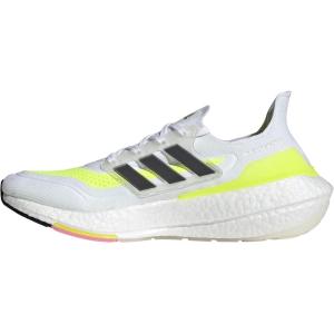 imageadidas Mens Ultraboost 21 Running ShoeWhiteBlackSolar Yellow