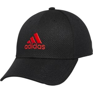 imageadidas Mens Zags 20 Structured Mid Crown AFlex Stretch Fit HatBlackHires Red