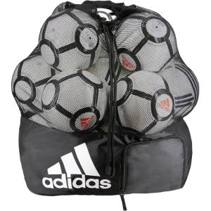 imageadidas Stadium Mesh Soccer Bag Laundry Bag Heavy Duty Soccer Ball Bags for Coaches Men and Women Holds Up To 15 BallsBlackWhite