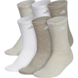 imageadidas Womens Athletic Cushioned Crew Socks with Arch Support 6Pack Durable MoistureWickingAlumina BeigeWhiteWonder Beige