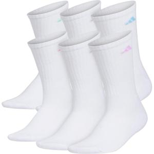 imageadidas Womens Athletic Cushioned Crew Socks with Arch Support 6Pack Durable MoistureWickingWhiteClear Sky BlueBliss Lilac Purple