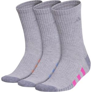 imageadidas Womens Cushioned Crew Socks with Arch Compression 3 PairsCool Light HeatherLucid Fuchsia PinkBlue Fusion