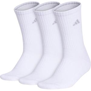 imageadidas Womens Cushioned Crew Socks with Arch Compression 3 PairsWhiteClear Onix Grey