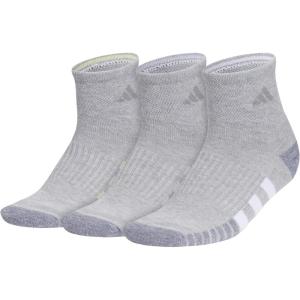 imageadidas Womens Cushioned Quarter Socks 3Pair with Arch CompressionCool Light HeatherPowder YellowViolet Tone Purple