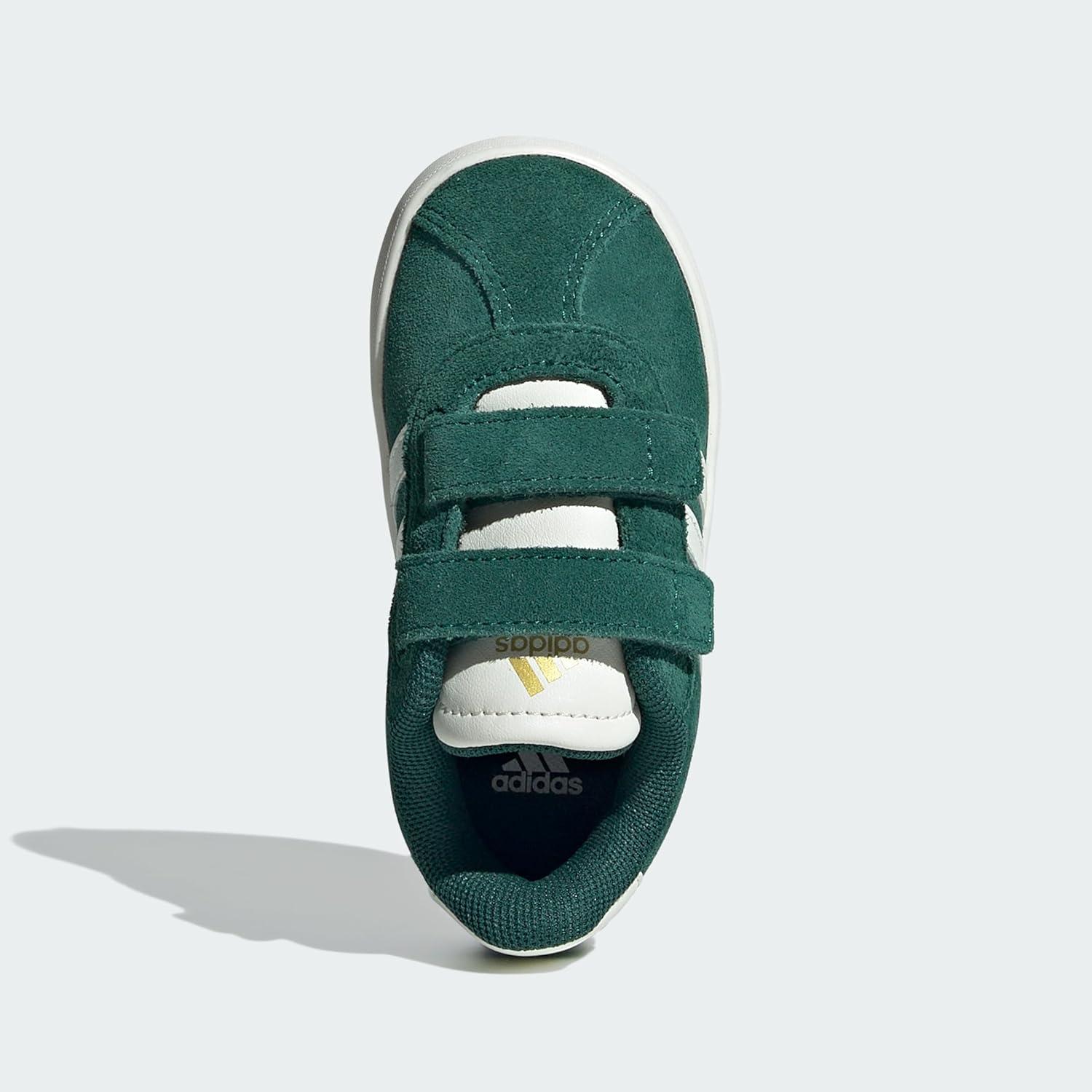 imageAdidas BabyBoys Vl Court 30 Hook ampamp Loop SneakerCollegiate GreenOff WhiteGold Metallic