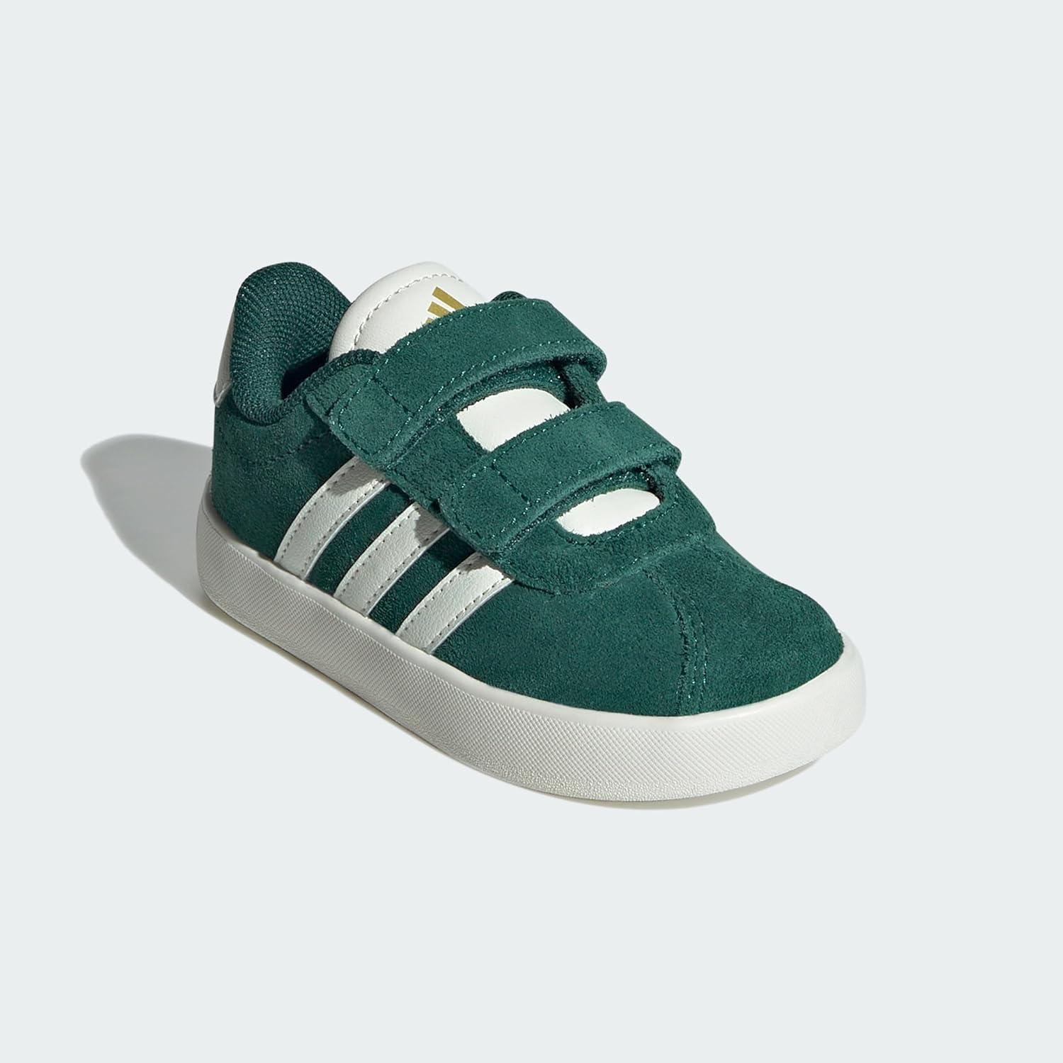 imageAdidas BabyBoys Vl Court 30 Hook ampamp Loop SneakerCollegiate GreenOff WhiteGold Metallic