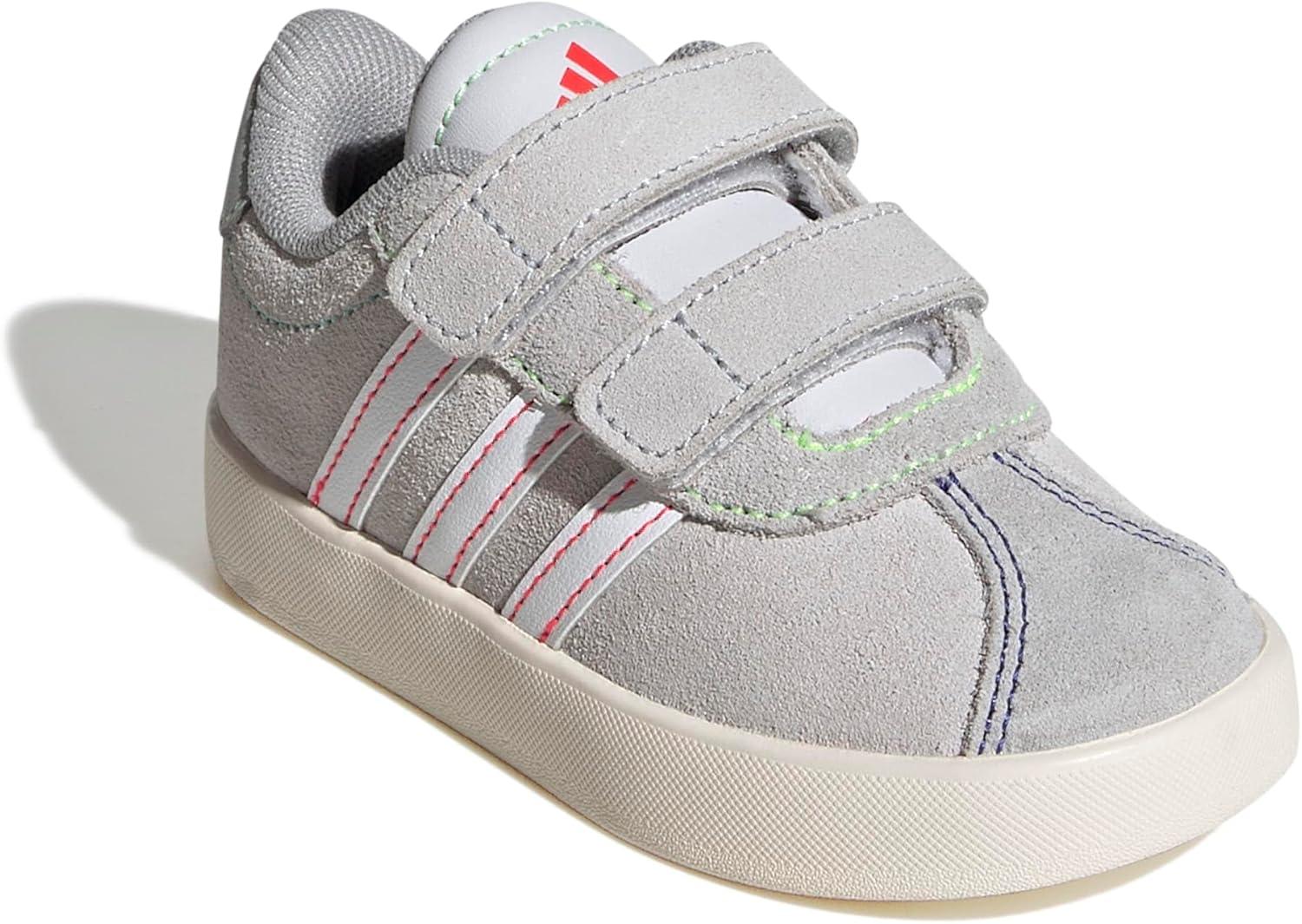 imageAdidas BabyBoys Vl Court 30 Hook ampamp Loop SneakerDash GreyWhiteLime Burst