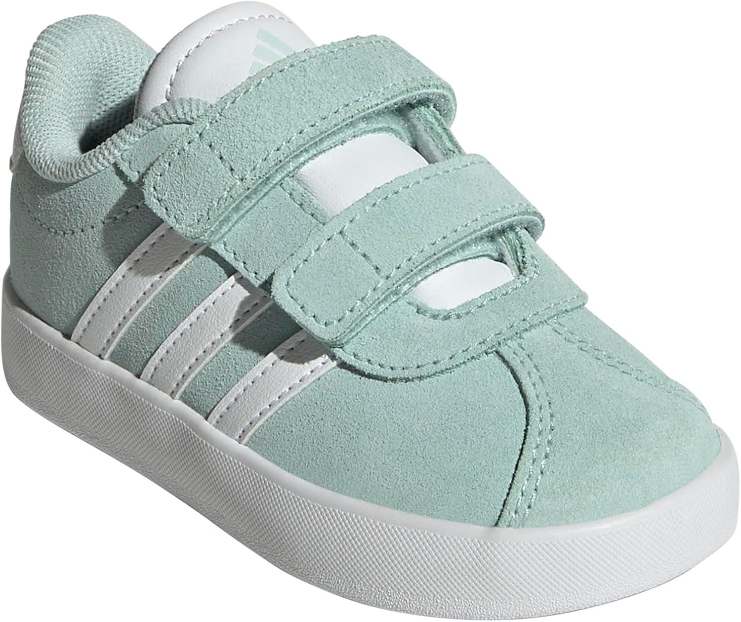 imageAdidas BabyBoys Vl Court 30 Hook ampamp Loop SneakerHalo MintWhiteBlack