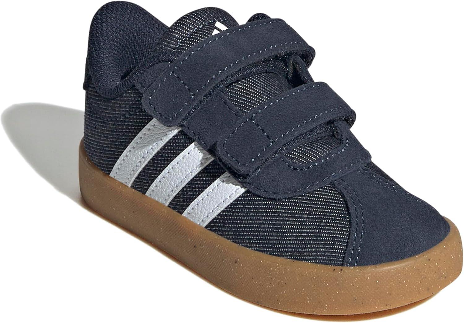 imageAdidas BabyBoys Vl Court 30 Hook ampamp Loop SneakerInkWhiteGum