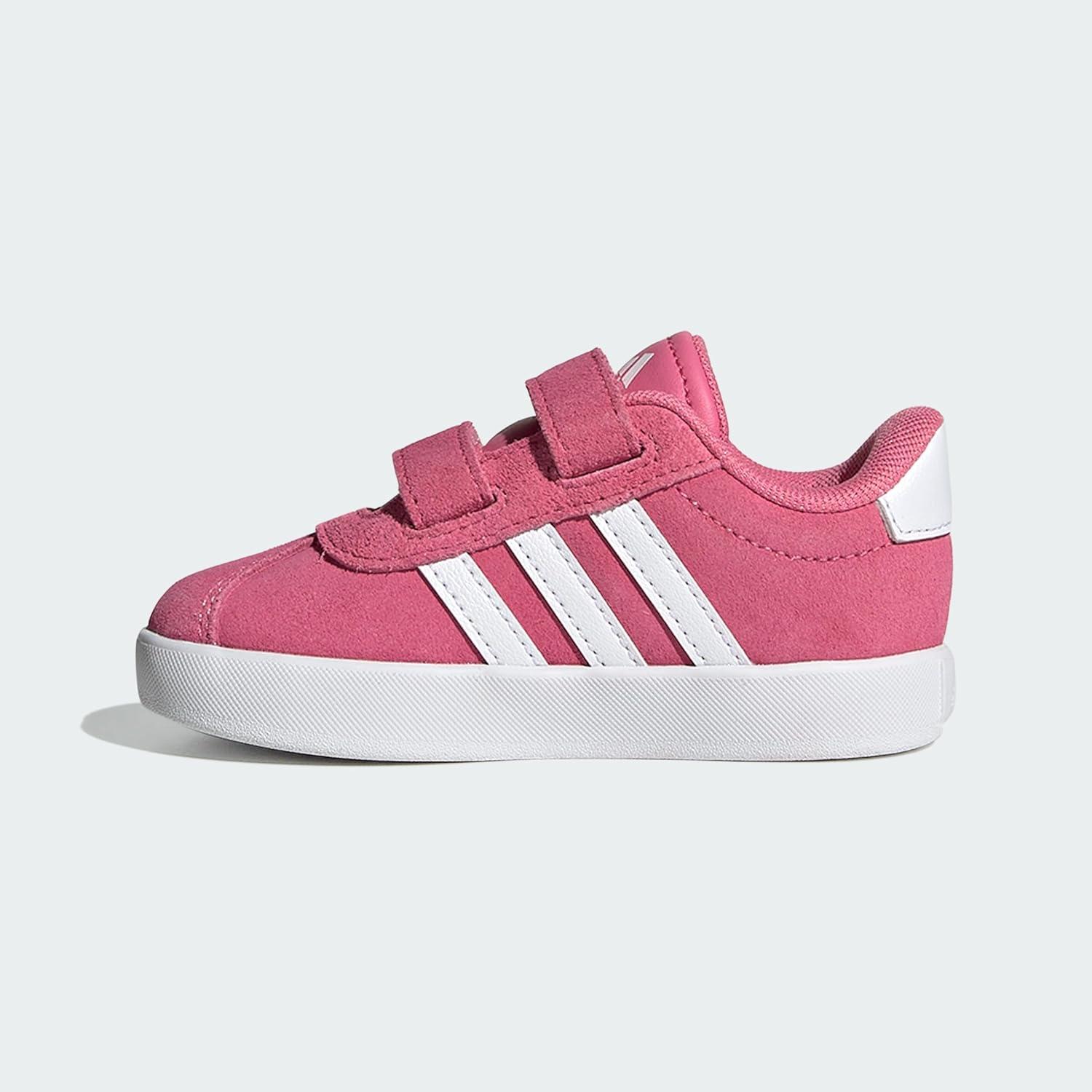 imageAdidas BabyBoys Vl Court 30 Hook ampamp Loop SneakerPink FusionWhiteGrey