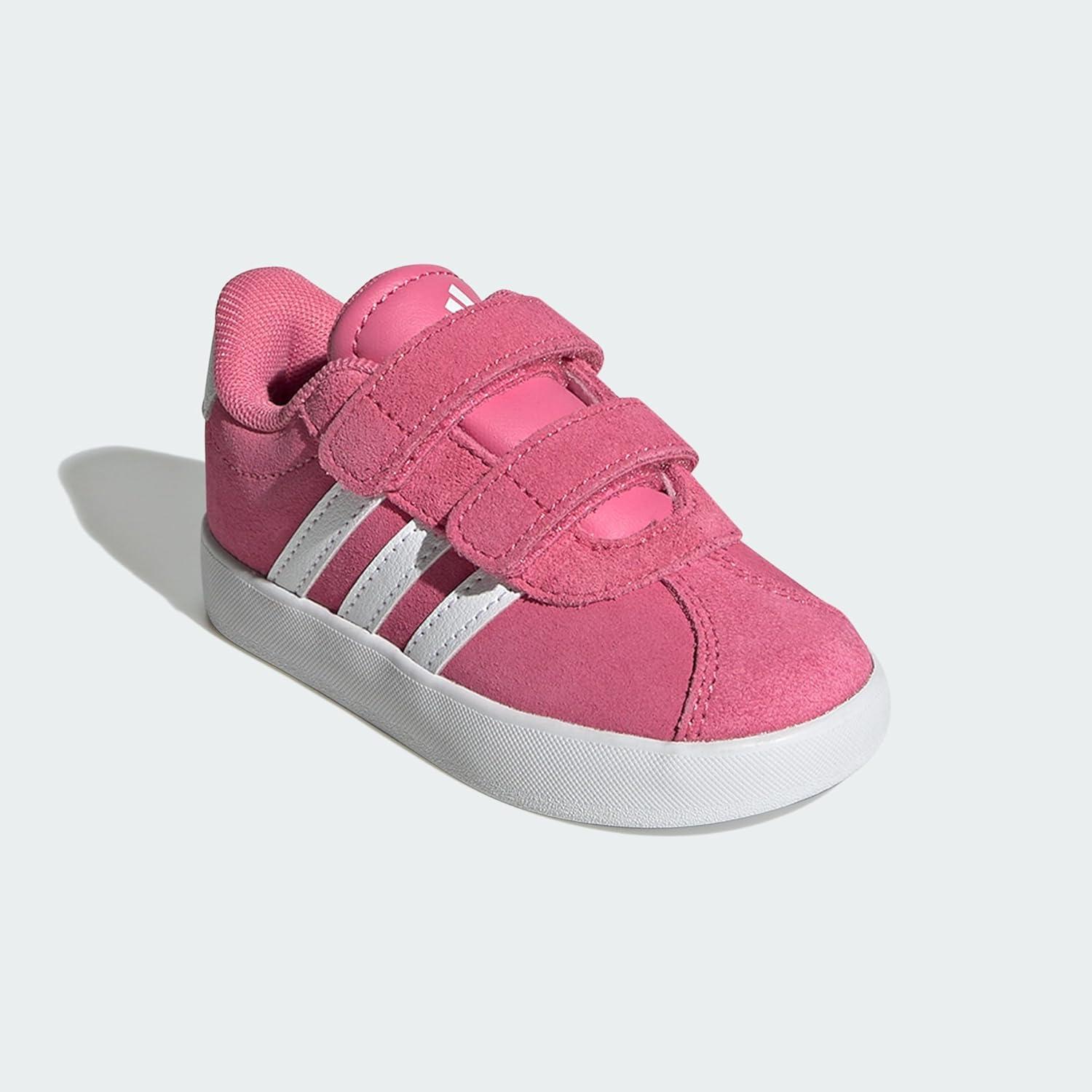 imageAdidas BabyBoys Vl Court 30 Hook ampamp Loop SneakerPink FusionWhiteGrey