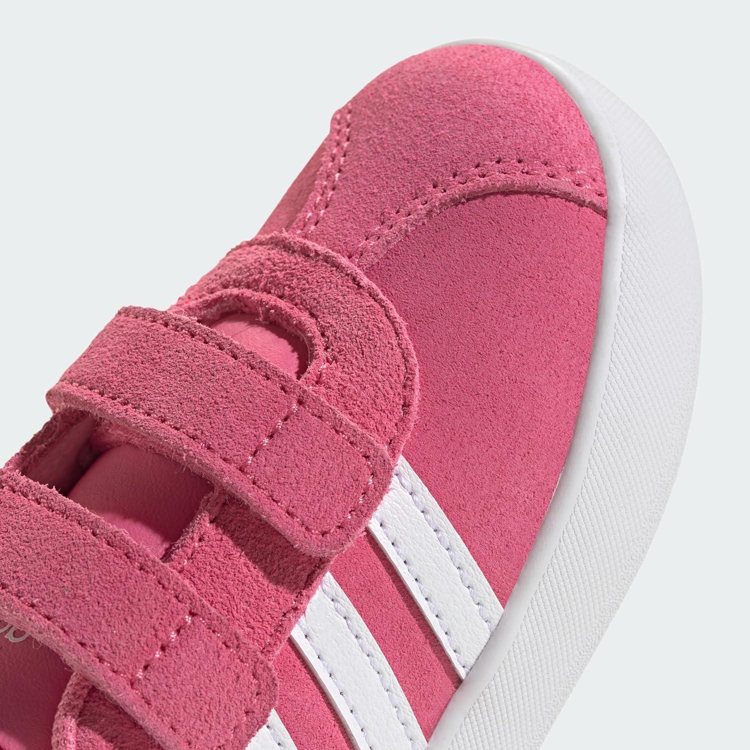 imageAdidas BabyBoys Vl Court 30 Hook ampamp Loop SneakerPink FusionWhiteGrey