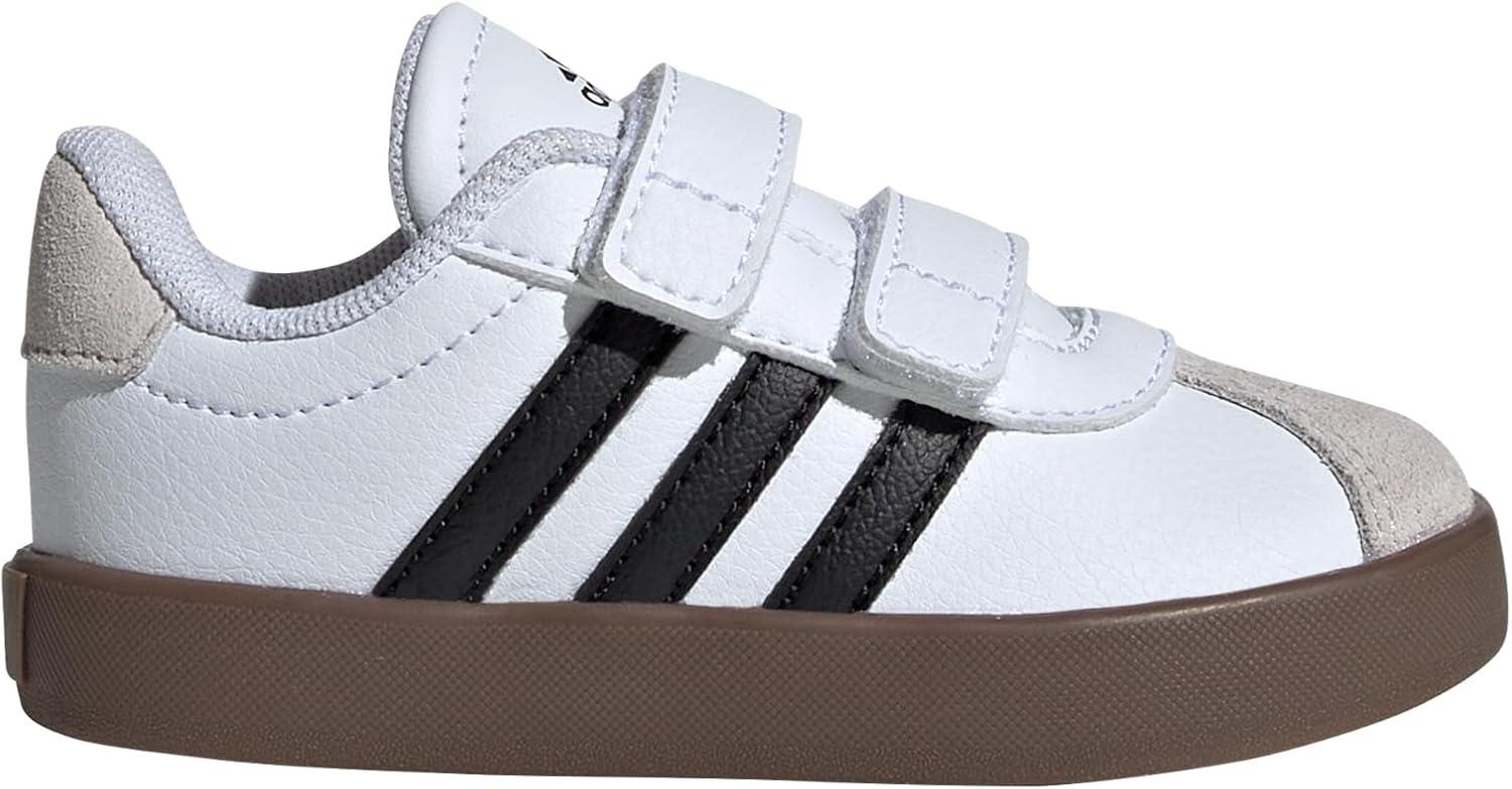 imageAdidas BabyBoys Vl Court 30 Hook ampamp Loop SneakerWhiteBlackGrey