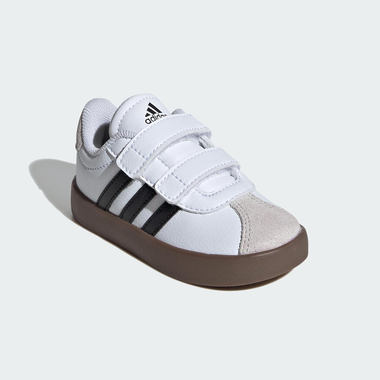 imageAdidas BabyBoys Vl Court 30 Hook ampamp Loop SneakerWhiteBlackGrey