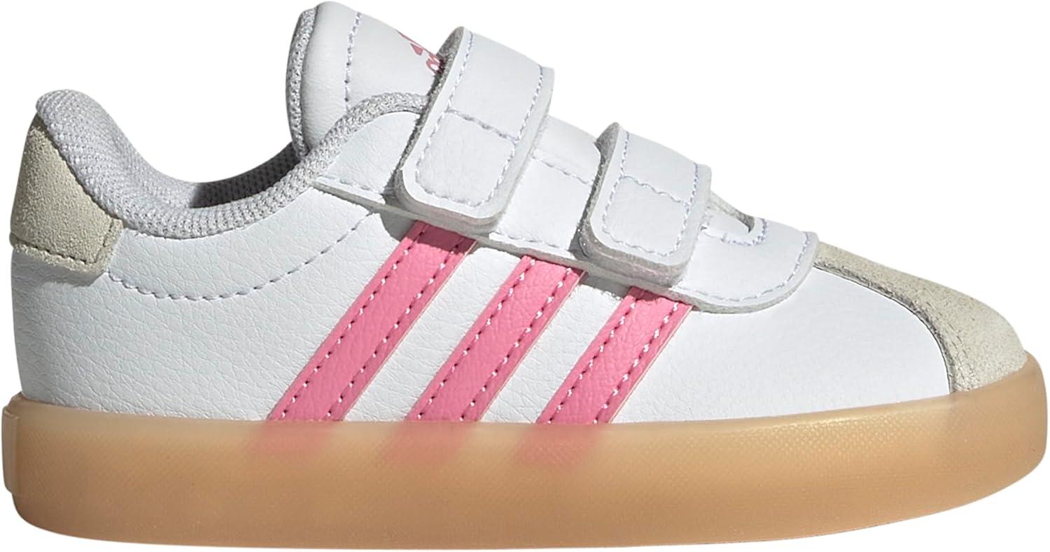 imageAdidas BabyBoys Vl Court 30 Hook ampamp Loop SneakerWhiteBliss PinkAlumina