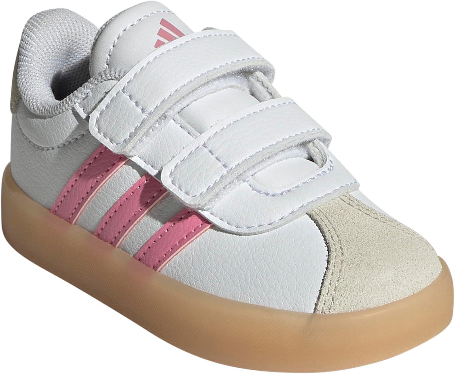 imageAdidas BabyBoys Vl Court 30 Hook ampamp Loop SneakerWhiteBliss PinkAlumina