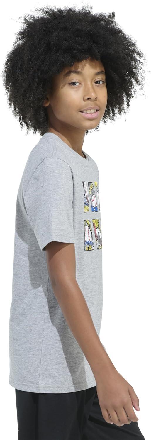 imageadidas Boys Short Sleeve Graphic TShirtHeather Grey Baseball Cards