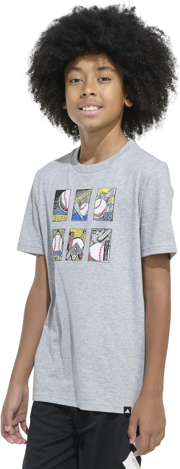 imageadidas Boys Short Sleeve Graphic TShirtHeather Grey Baseball Cards