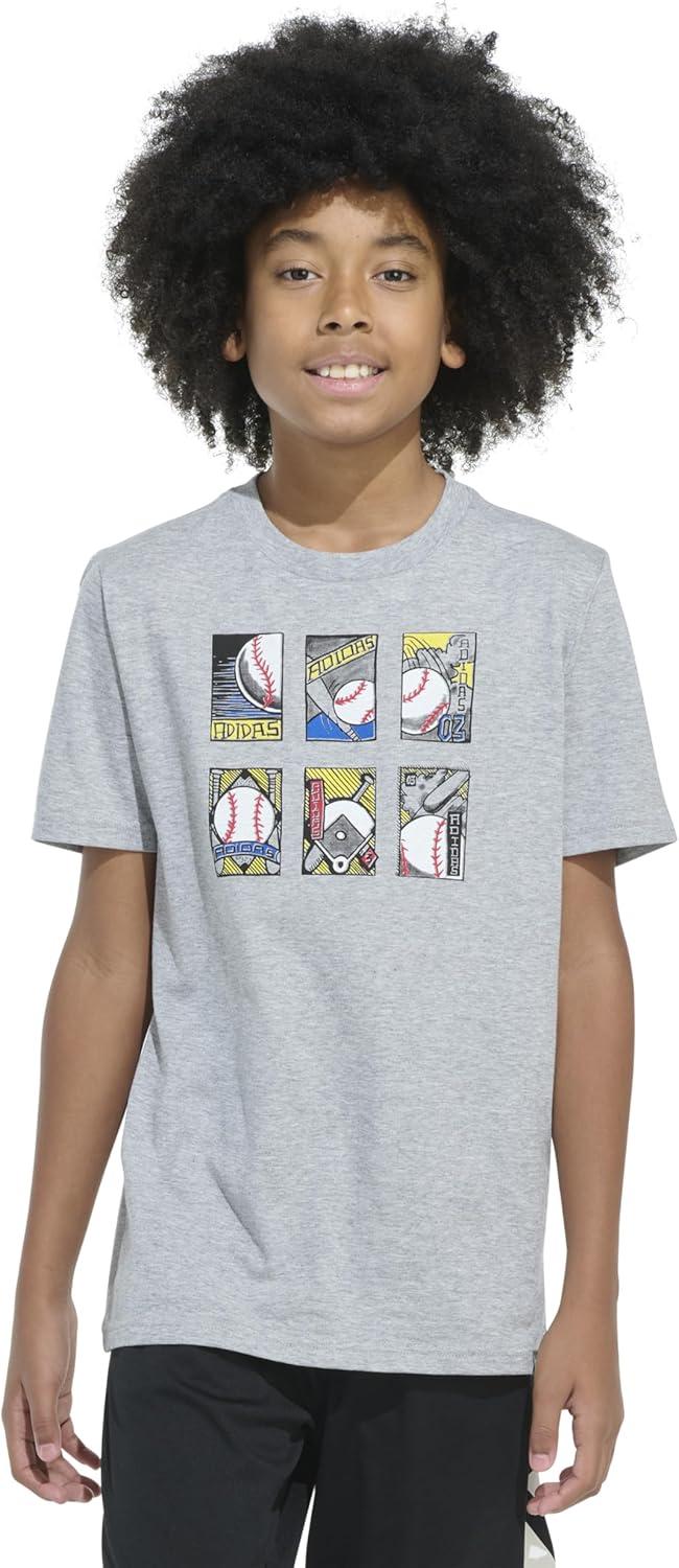 imageadidas Boys Short Sleeve Graphic TShirtHeather Grey Baseball Cards