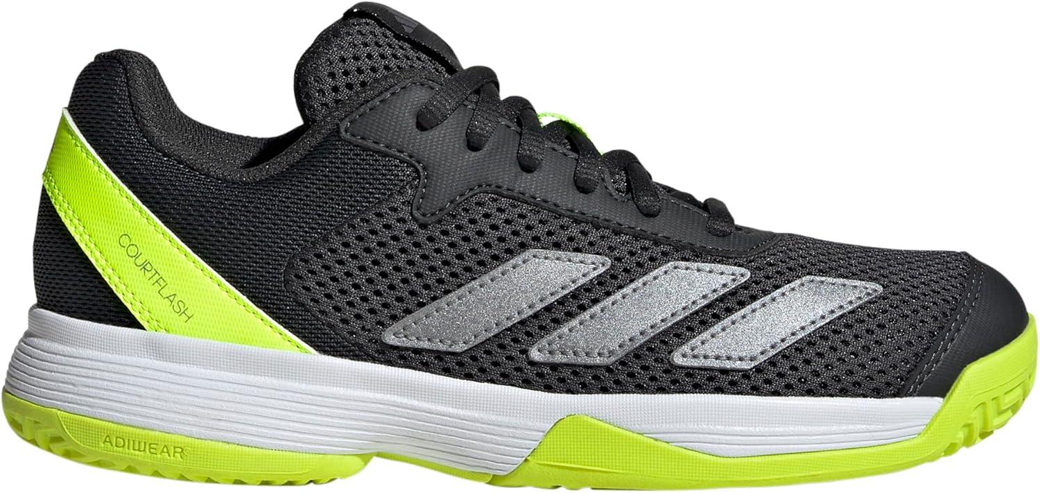 imageadidas Kids Courtflash Tennis SneakerCarbonIron MetallicLucid Lemon