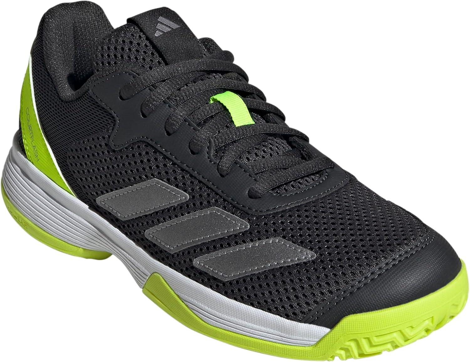 imageadidas Kids Courtflash Tennis SneakerCarbonIron MetallicLucid Lemon