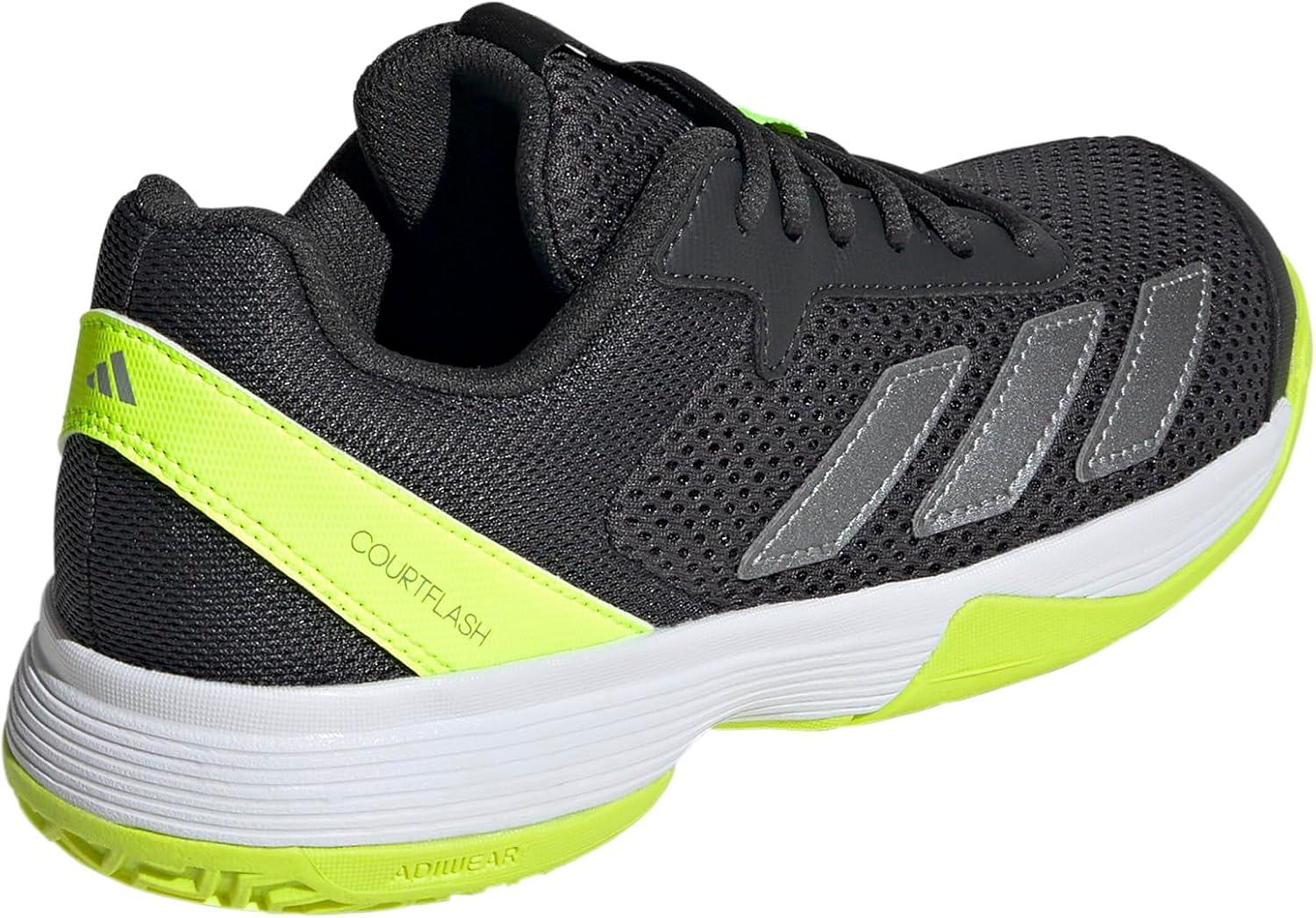 imageadidas Kids Courtflash Tennis SneakerCarbonIron MetallicLucid Lemon