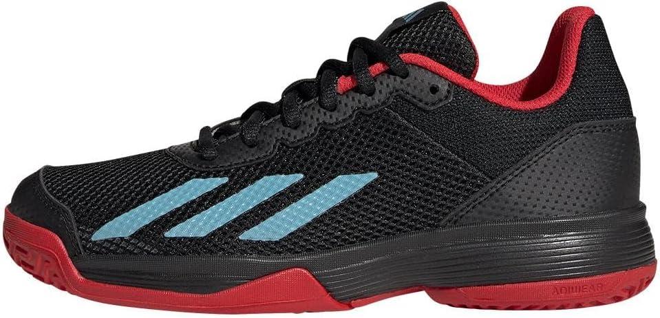 imageadidas UnisexChild Court Flash SneakerBlackPreloved BlueBetter Scarlet