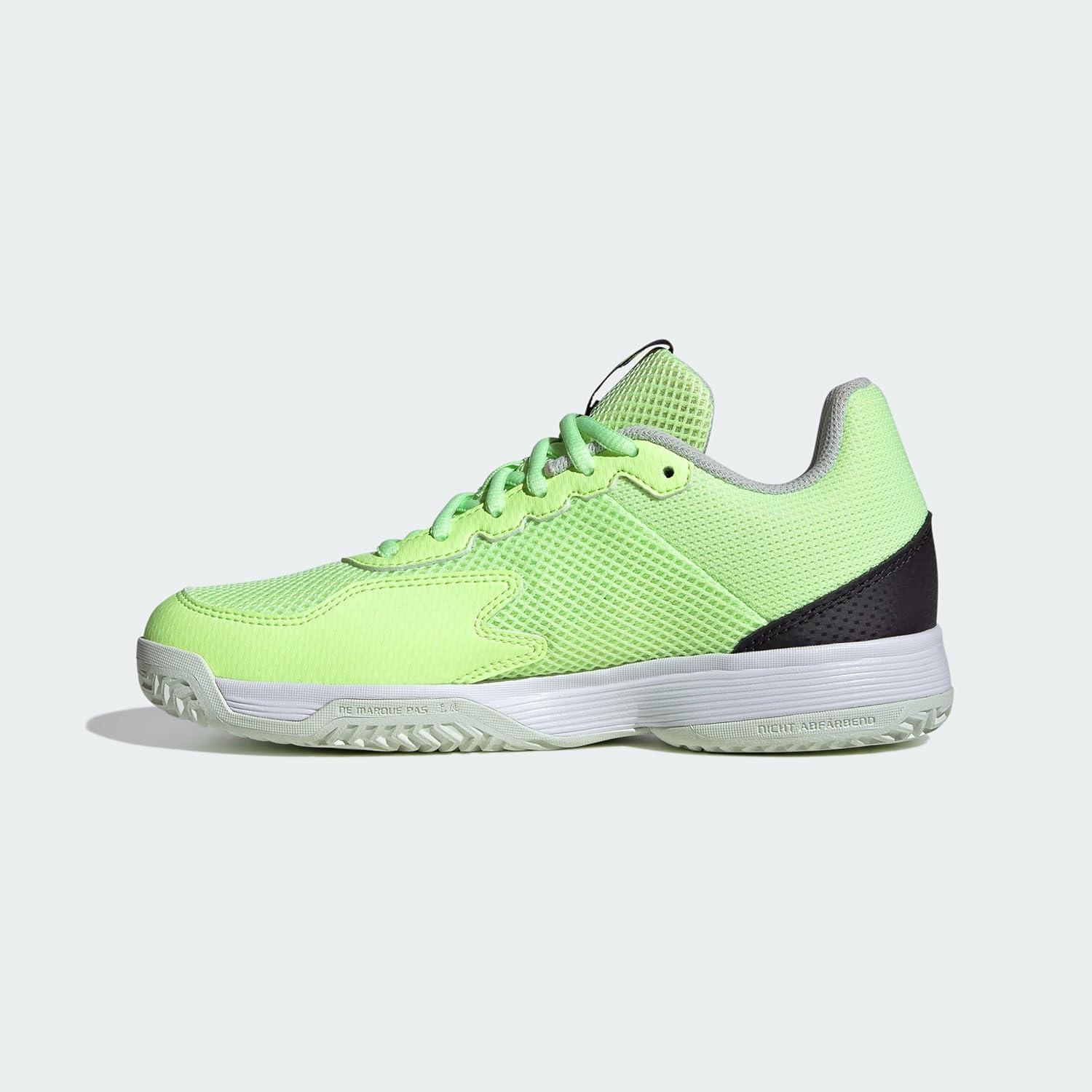 imageadidas UnisexChild Court Flash SneakerGreen SparkAurora BlackLucid Lemon