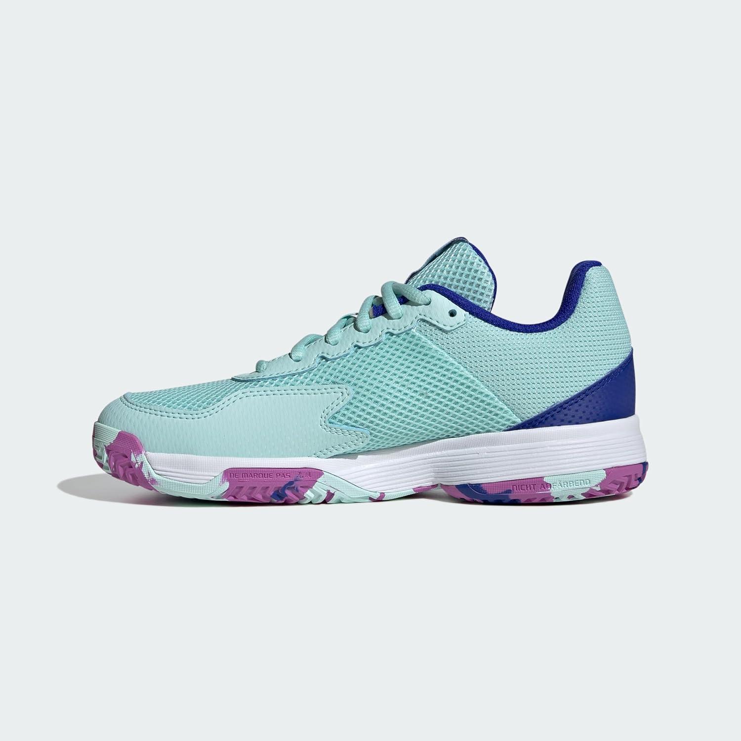 imageadidas UnisexChild Court Flash SneakerSemi Flash AquaLucid BluePurple Burst