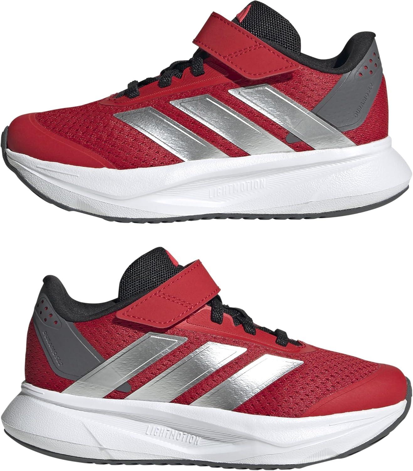imageadidas UnisexChild Duramo Sl Elastic Lace ampamp Strap Running SneakerBetter ScarletSilver MetallicLucid Red