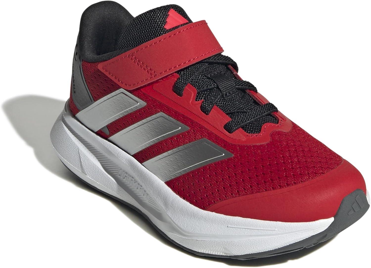 imageadidas UnisexChild Duramo Sl Elastic Lace ampamp Strap Running SneakerBetter ScarletSilver MetallicLucid Red