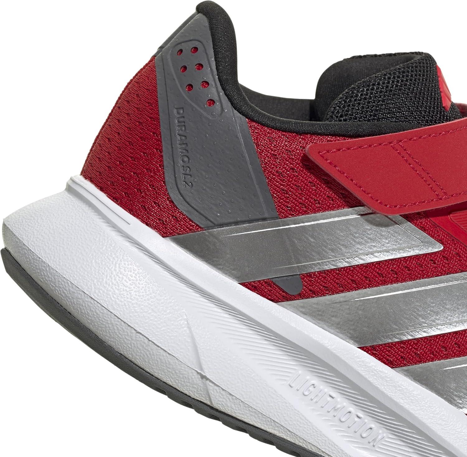 imageadidas UnisexChild Duramo Sl Elastic Lace ampamp Strap Running SneakerBetter ScarletSilver MetallicLucid Red