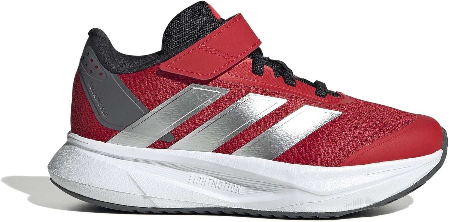 imageadidas UnisexChild Duramo Sl Elastic Lace ampamp Strap Running SneakerBetter ScarletSilver MetallicLucid Red