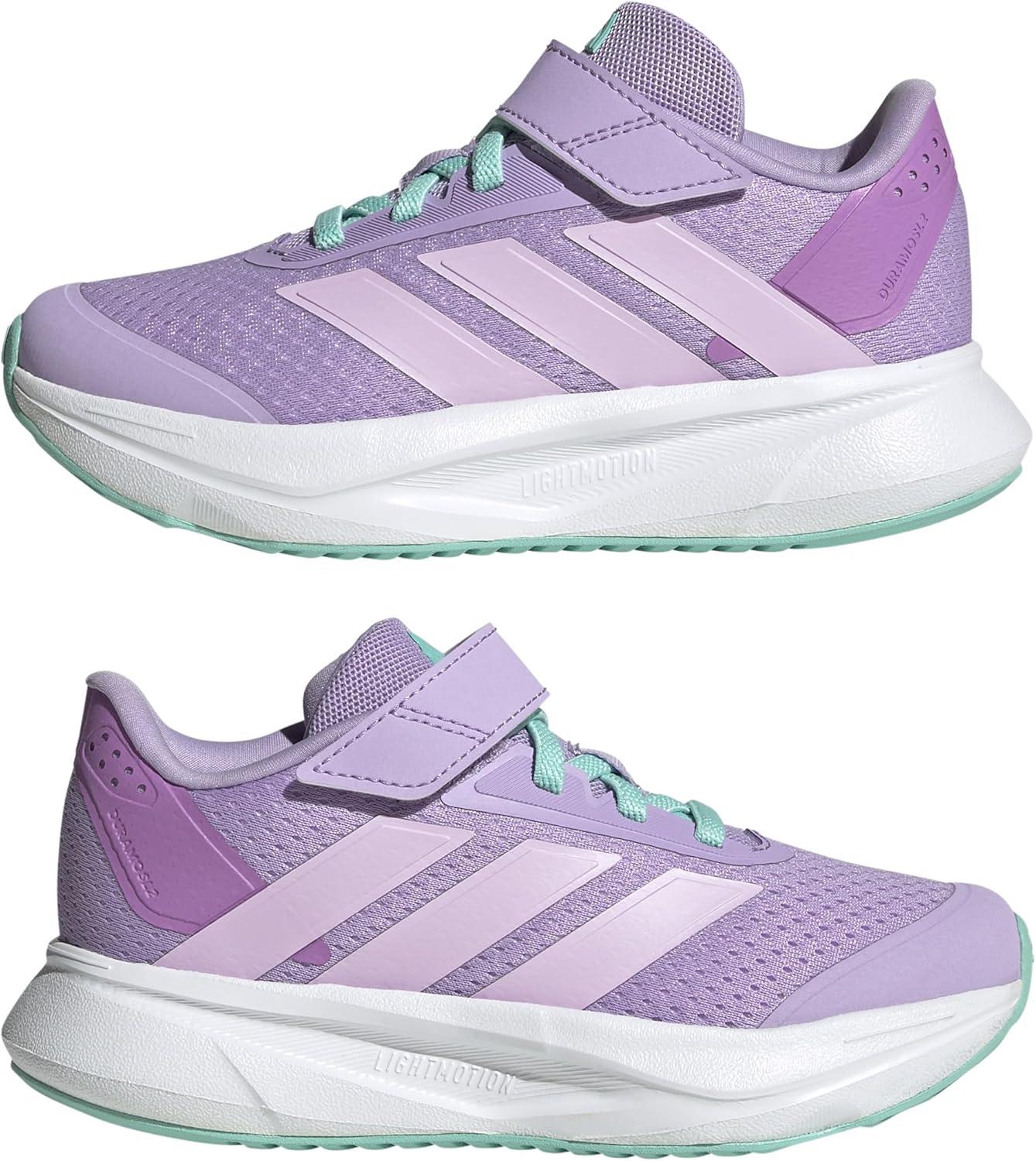 imageadidas UnisexChild Duramo Sl Elastic Lace ampamp Strap Running SneakerPowder PlumIce LavenderFlash Aqua