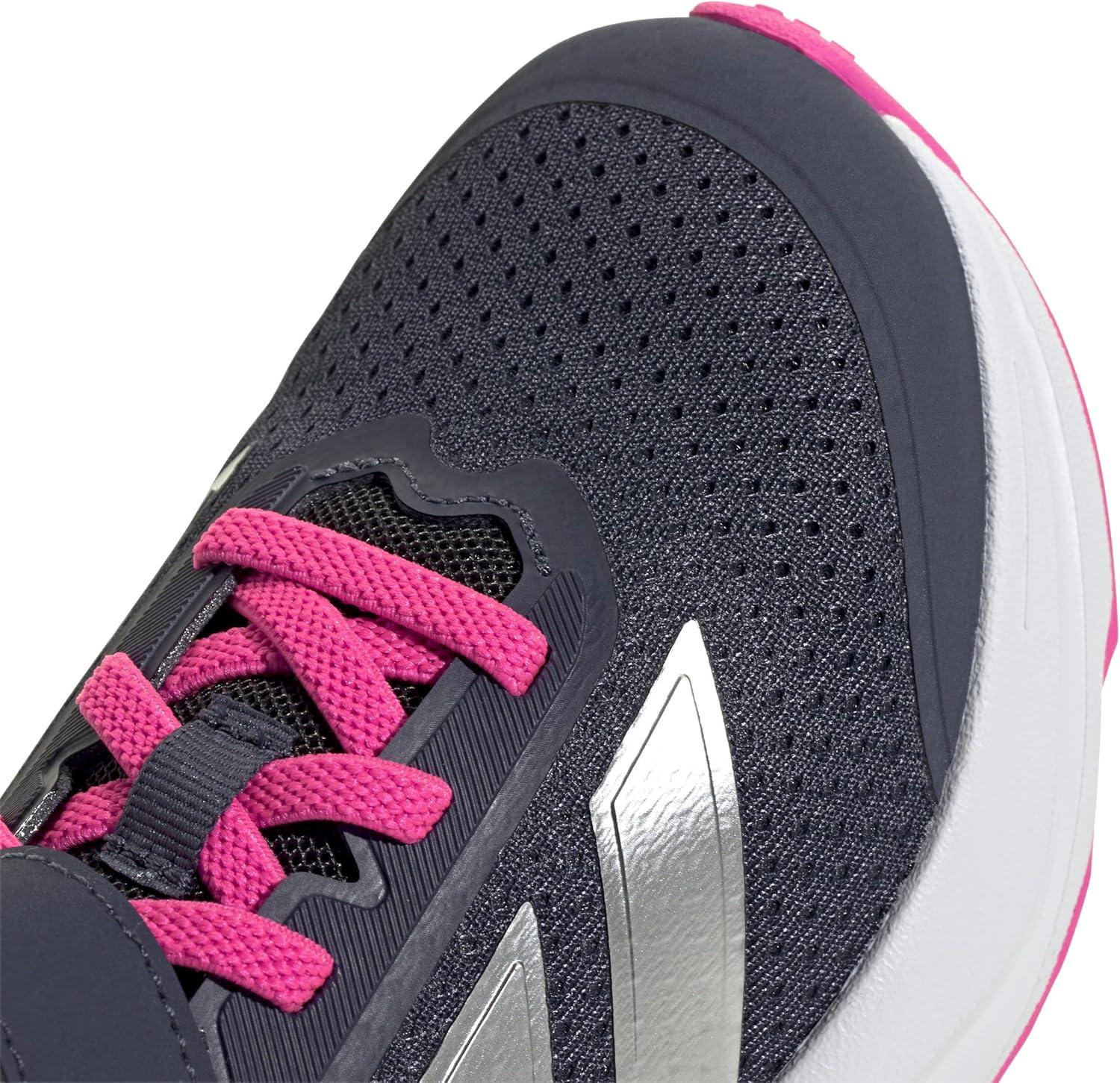 imageadidas UnisexChild Duramo Sl Elastic Lace ampamp Strap Running SneakerShadow NavySilver MetallicLucid Pink