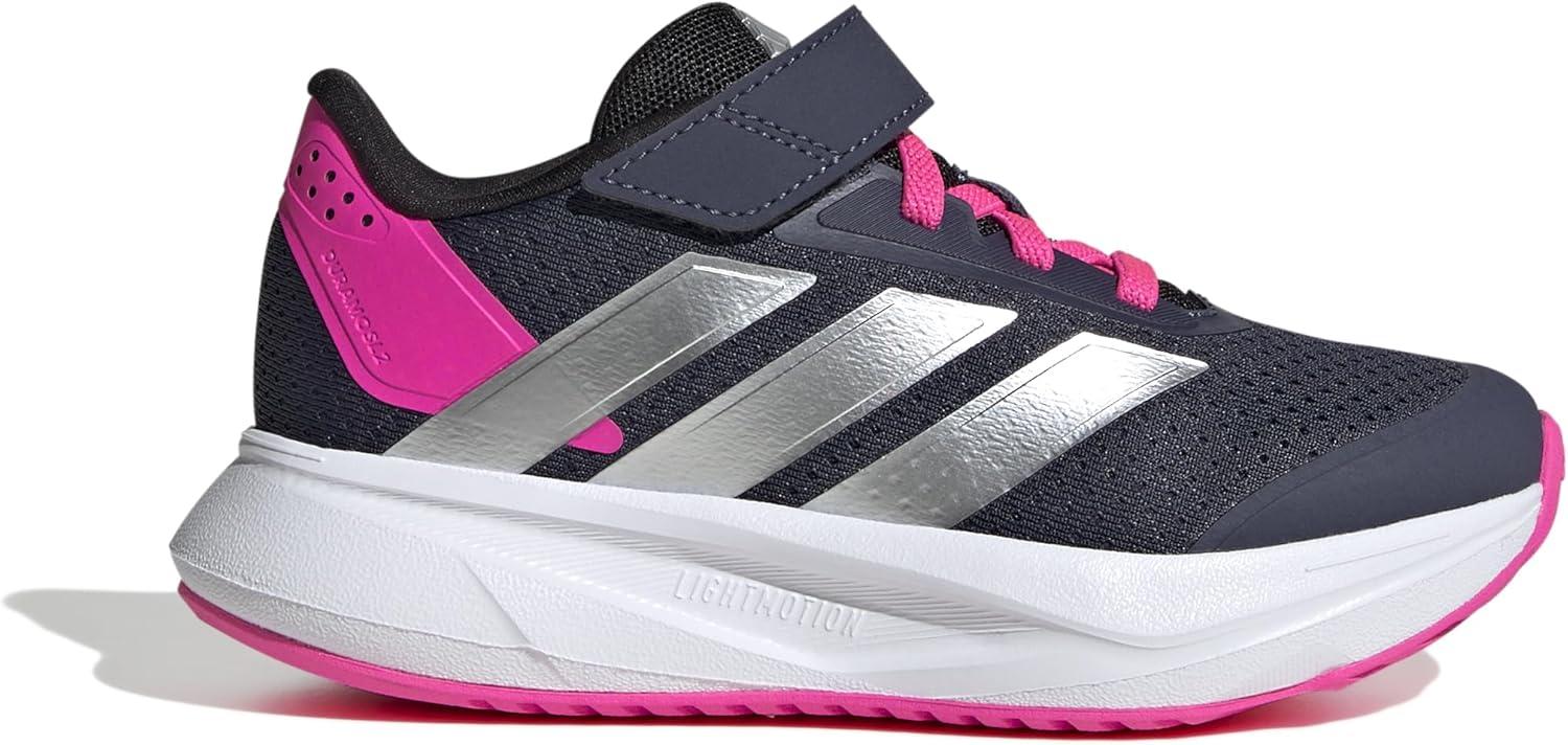 imageadidas UnisexChild Duramo Sl Elastic Lace ampamp Strap Running SneakerShadow NavySilver MetallicLucid Pink