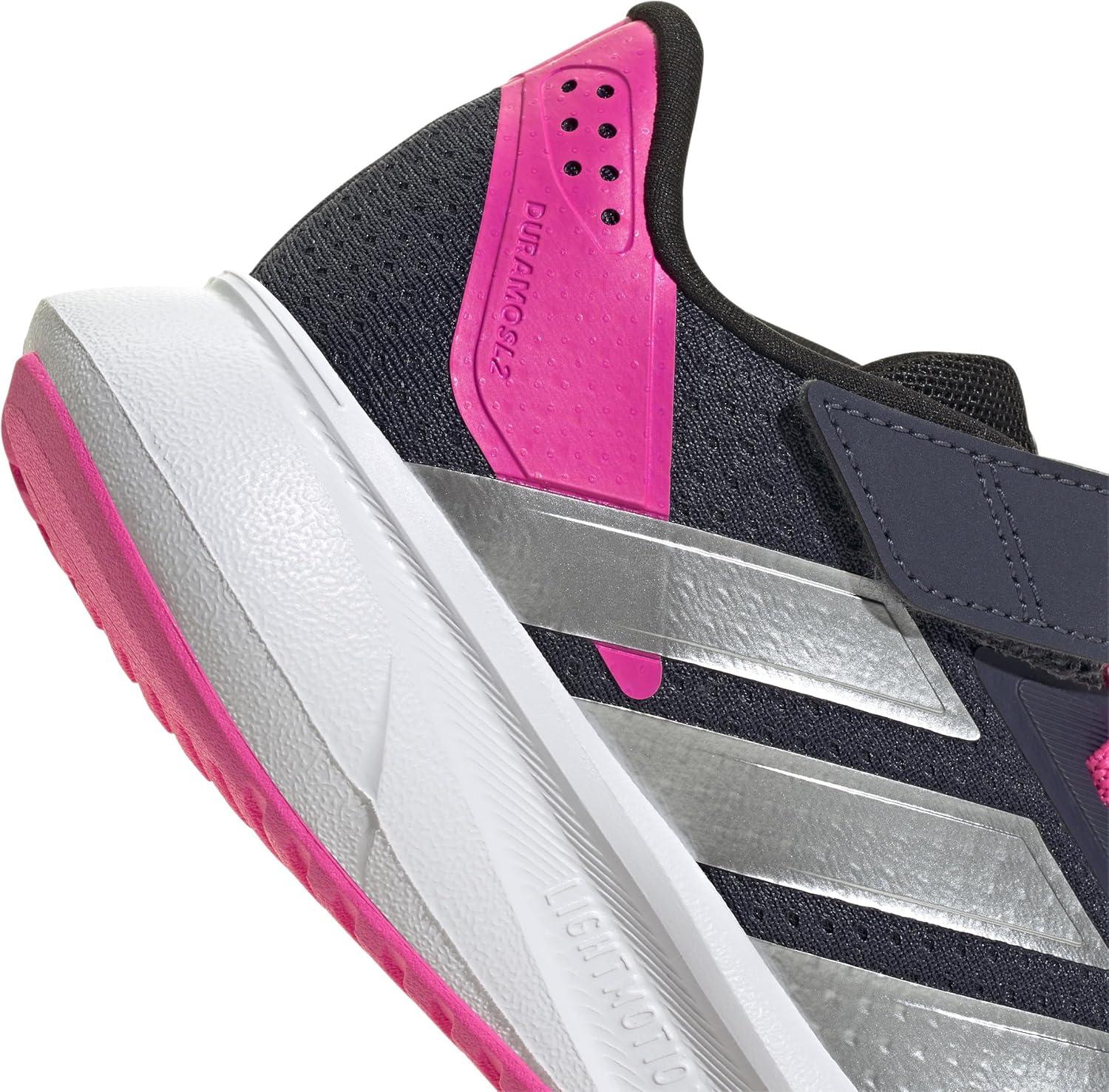 imageadidas UnisexChild Duramo Sl Elastic Lace ampamp Strap Running SneakerShadow NavySilver MetallicLucid Pink