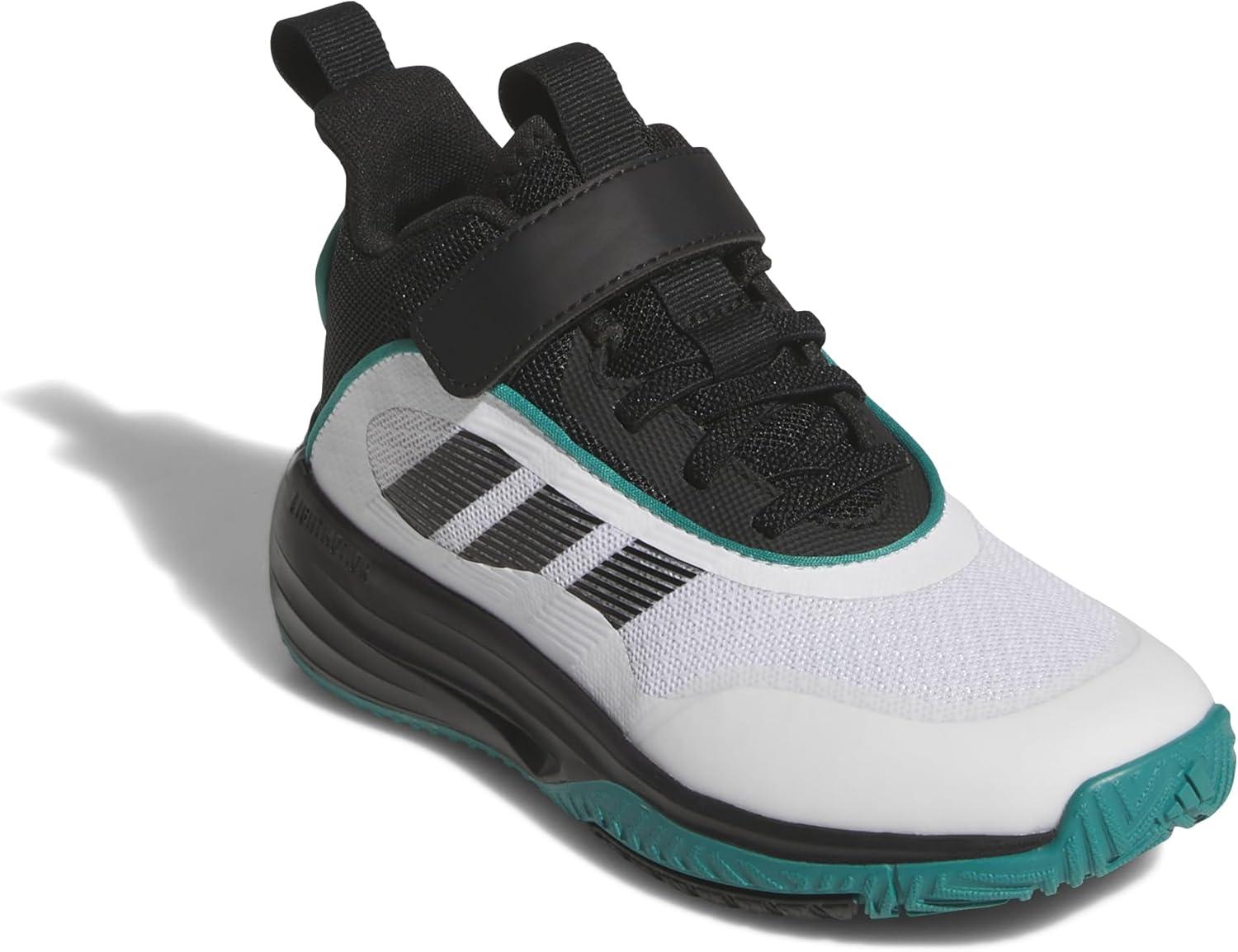 imageadidas UnisexChild Own The Game 30 Basketball SneakerWhiteBlackPure Teal