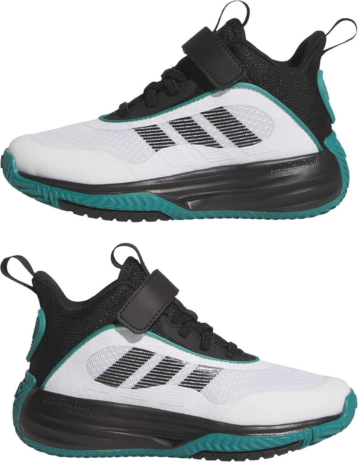 imageadidas UnisexChild Own The Game 30 Basketball SneakerWhiteBlackPure Teal