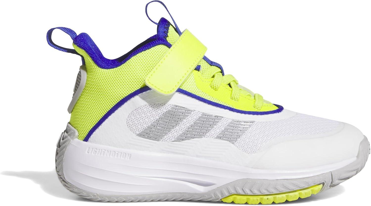 imageadidas UnisexChild Own The Game 30 Basketball SneakerWhiteGreySolar Slime