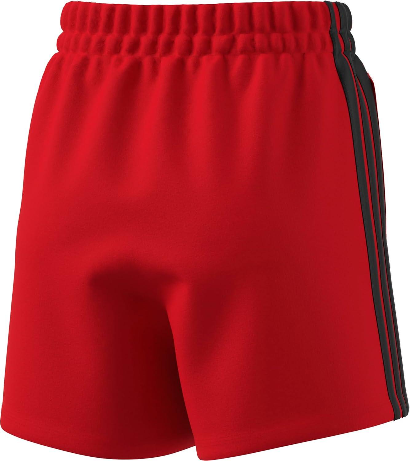 imageadidas Womens Essentials 3Stripes Cotton ShortsPure RubyBlack