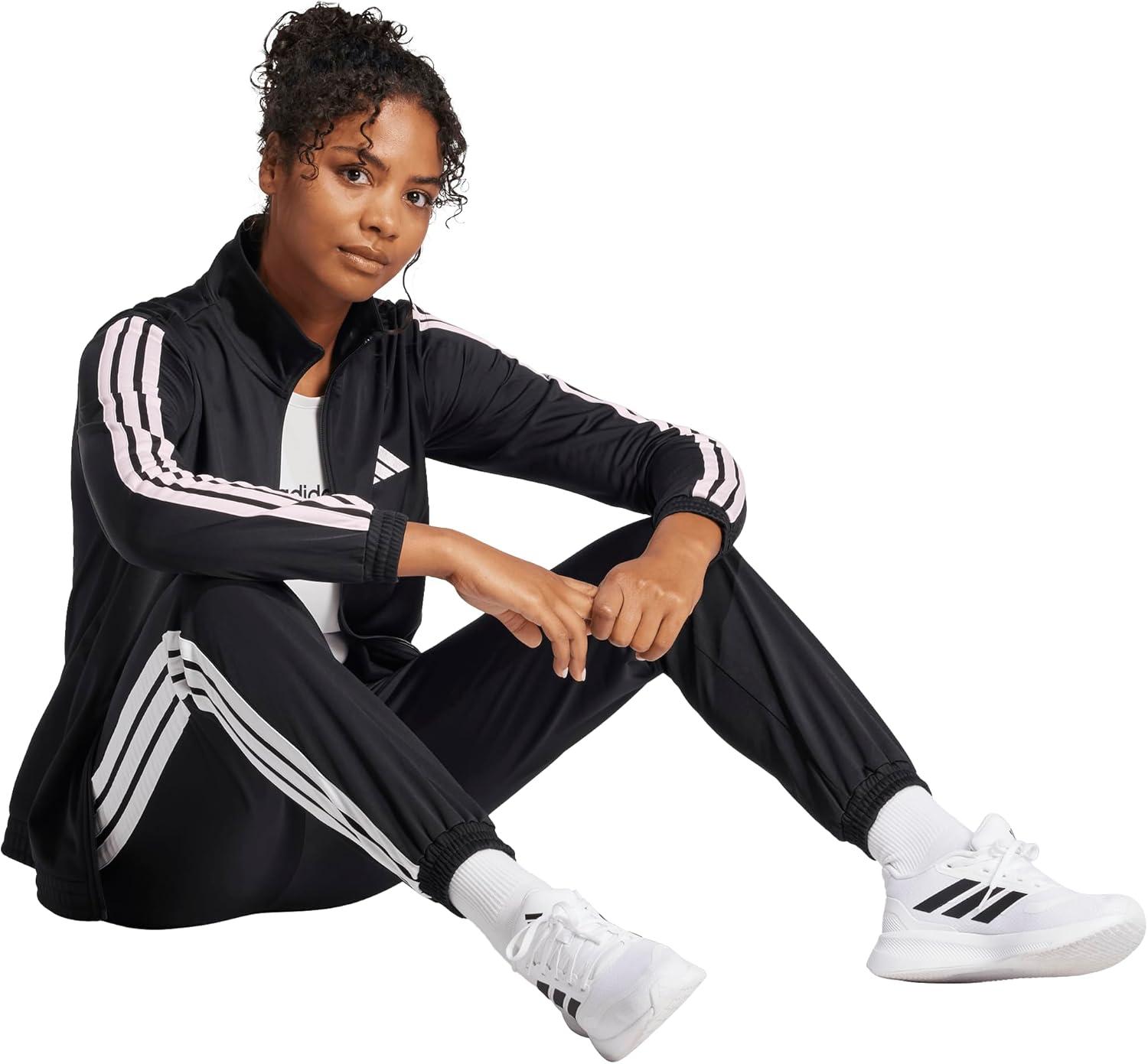 imageadidas Womens Tricot 3Stripes Track TopBlackClear Pink