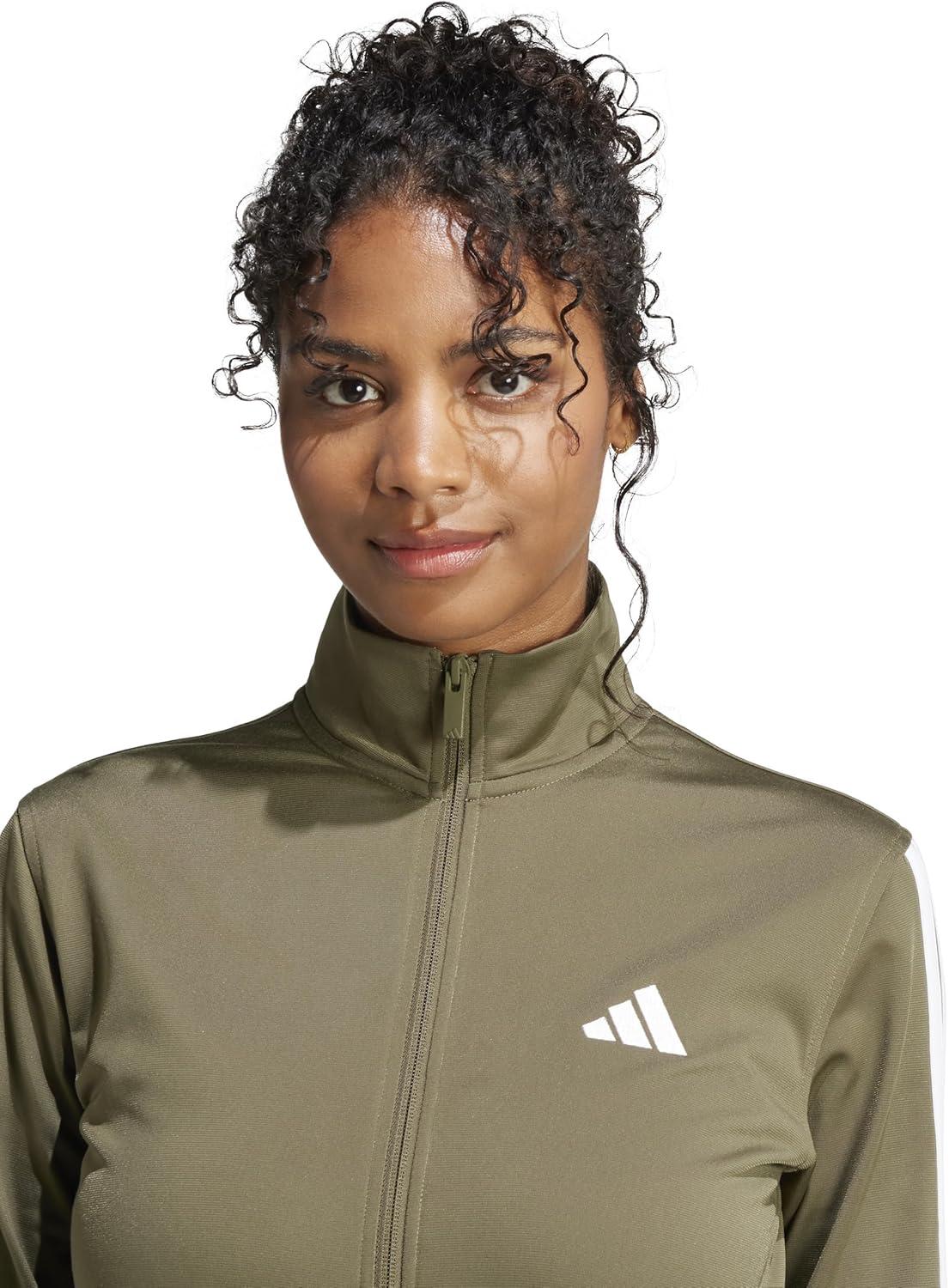 imageadidas Womens Tricot 3Stripes Track TopOlive StrataWhite